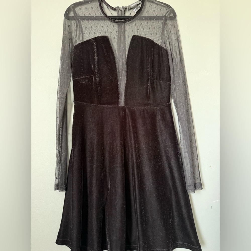 Forever 21 Black Dress with Sheer Sleeves